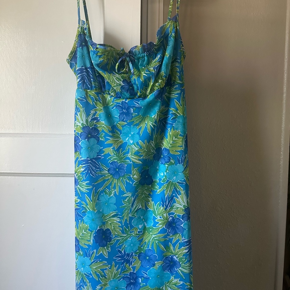 Blue tropical dress